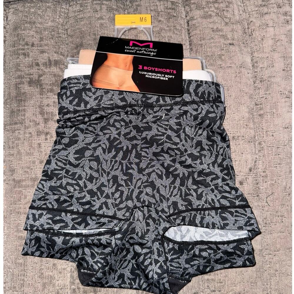 Maidenform Sweet Nothings 3-Pack Boyshorts Microfiber Botanical Leaf Print sz M